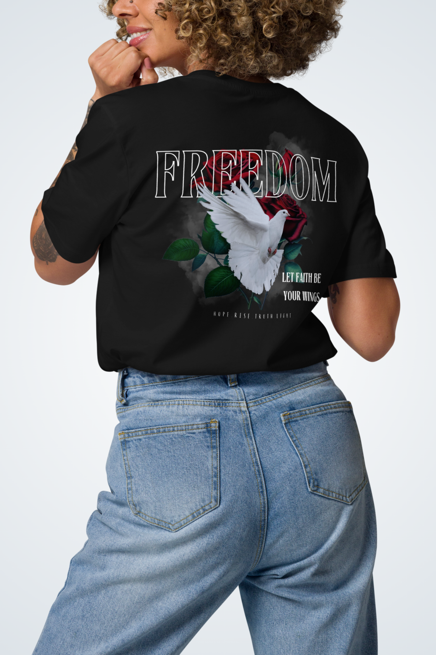 Unisex-Bio-Baumwoll-T-Shirt - Freedom|Schwarz,Hinten