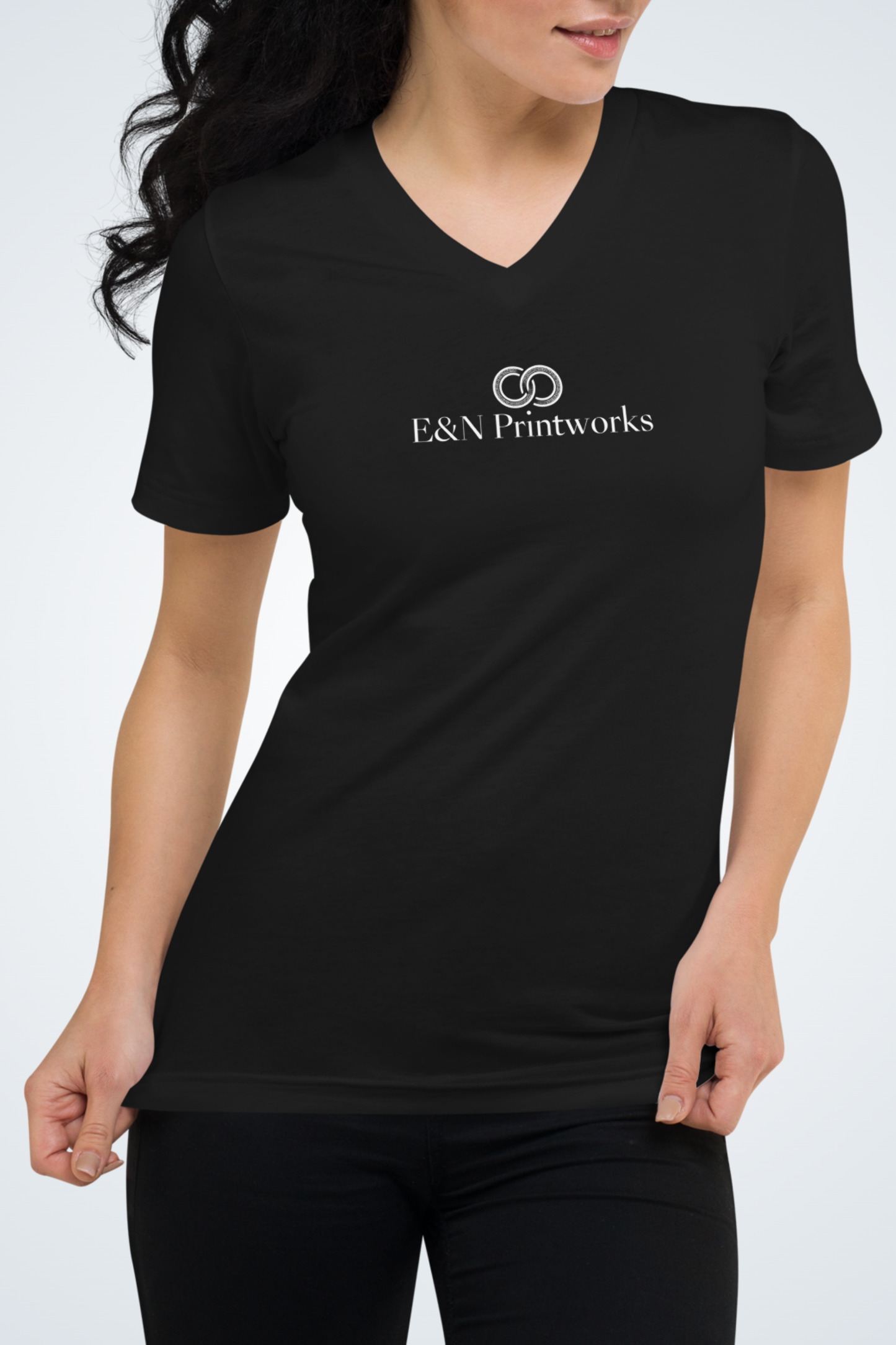 Kurzärmeliges Unisex-T-Shirt mit V-Ausschnitt - E&N PRINTWORKS