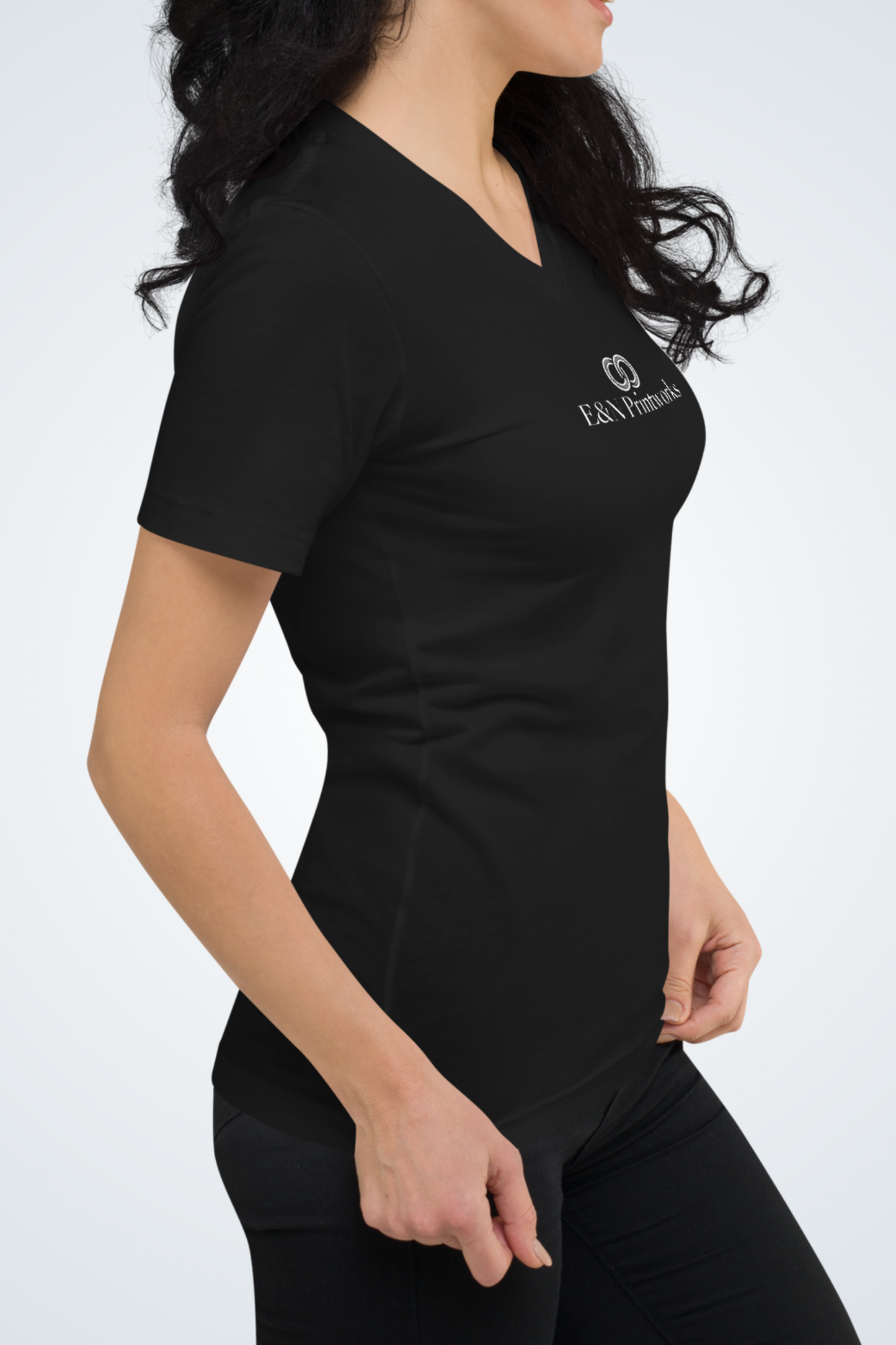 Kurzärmeliges Unisex-T-Shirt mit V-Ausschnitt - E&N PRINTWORKS