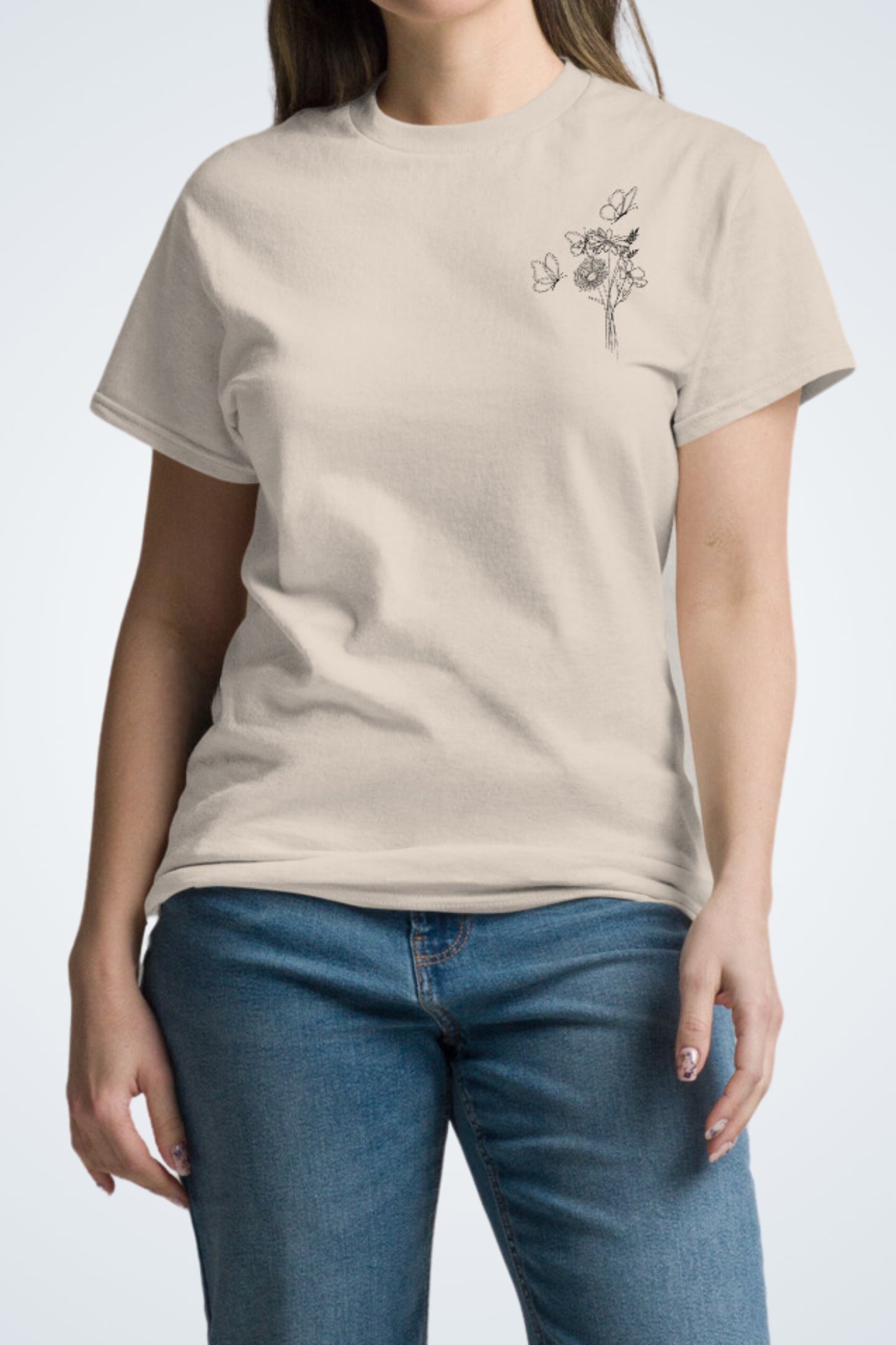 Klassisches T-Shirt - Outline Flowers