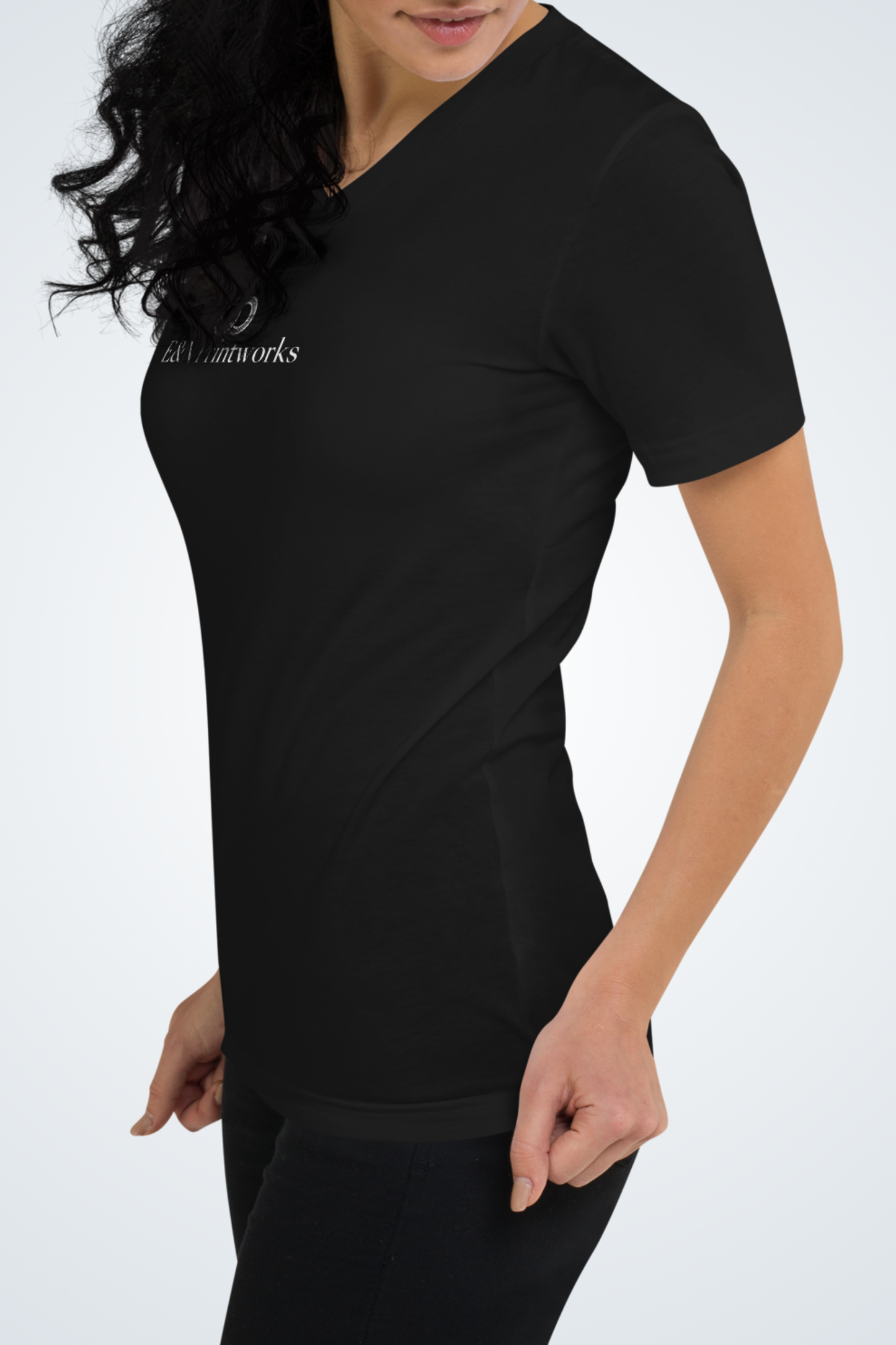 Kurzärmeliges Unisex-T-Shirt mit V-Ausschnitt - E&N PRINTWORKS