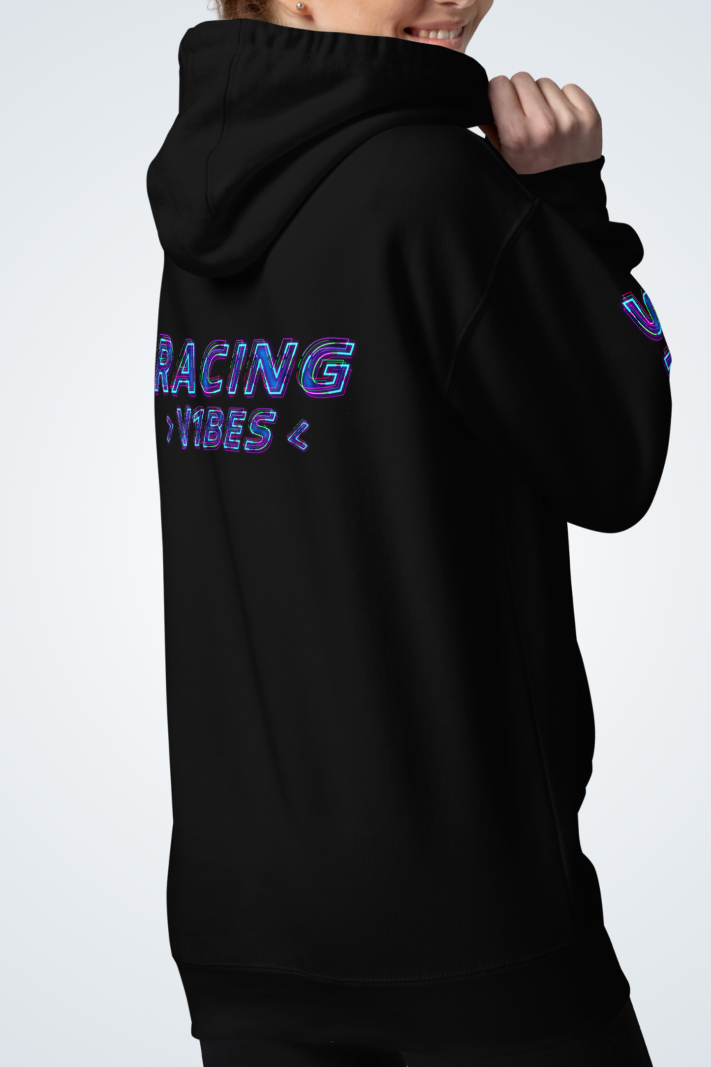 Unisex-Kapuzenpullover - Racing W1N|Schwarz|Hinten