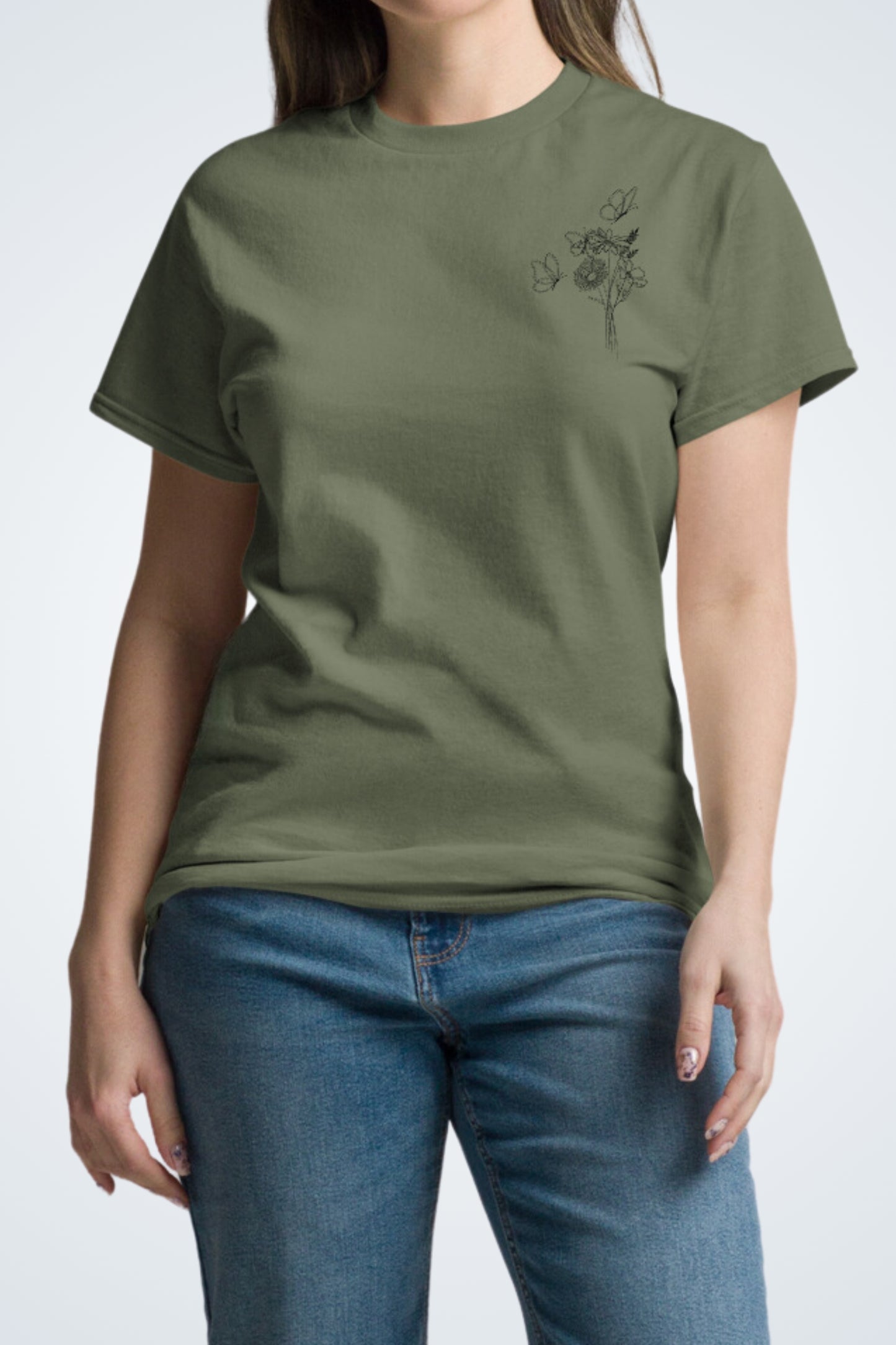 Klassisches T-Shirt - Outline Flowers