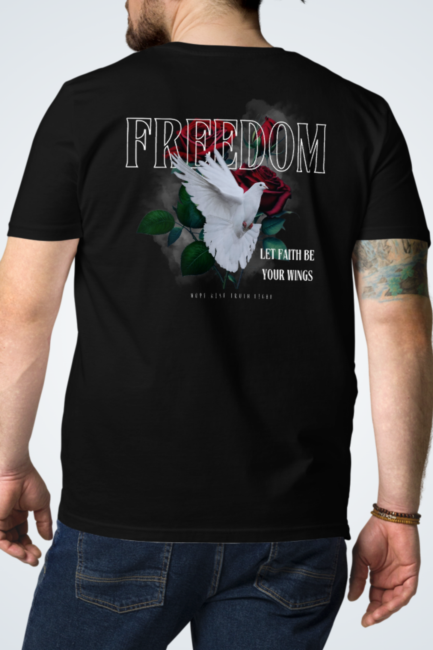 Unisex-Bio-Baumwoll-T-Shirt - Freedom|Schwarz,Hinten