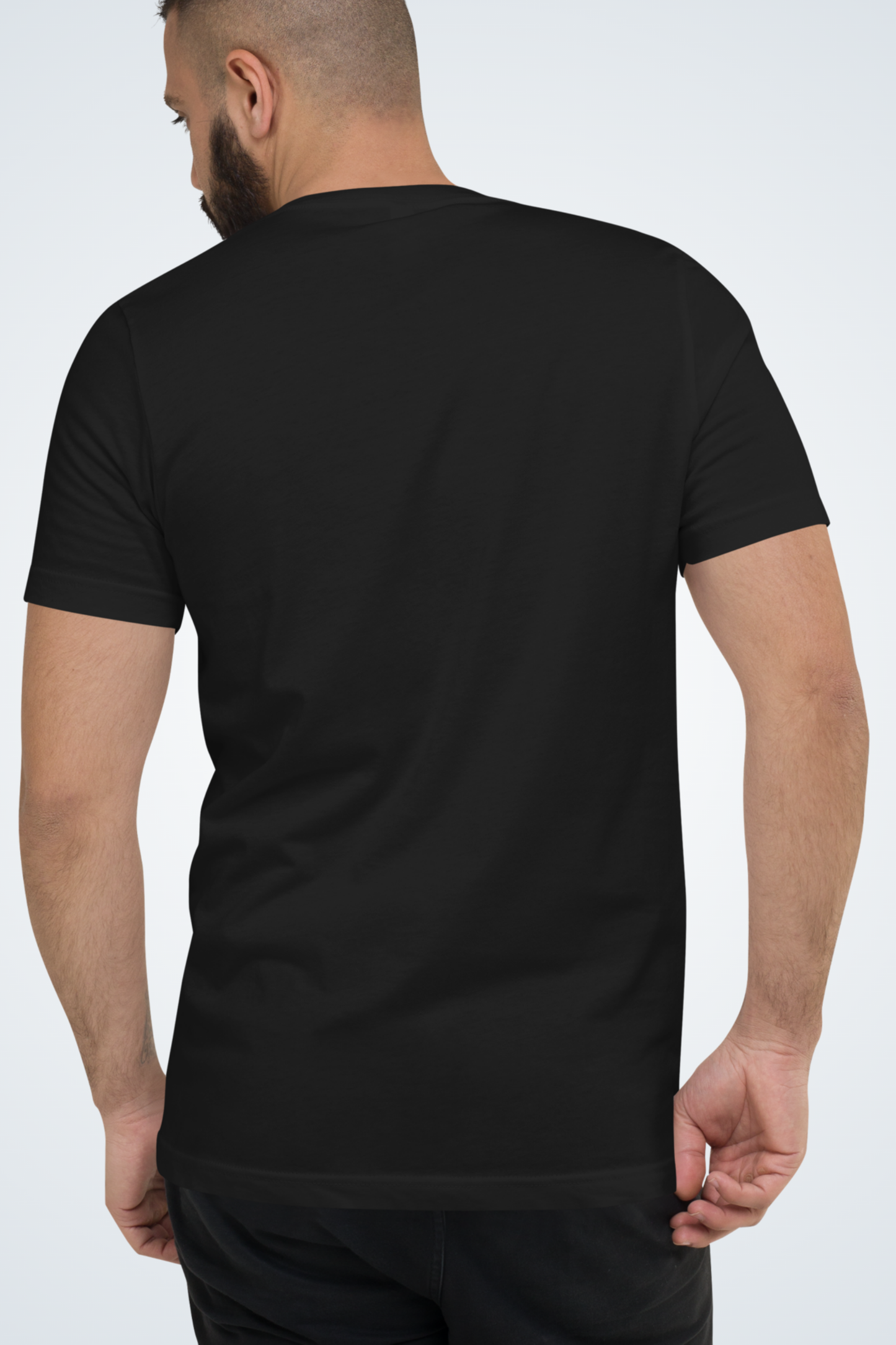 Kurzärmeliges Unisex-T-Shirt mit V-Ausschnitt - E&N PRINTWORKS| Schwarz| Hinten
